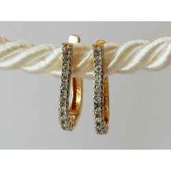 Diamond Hoop Earrings Round 0.5 Carats G/H Si Two Tone Finish