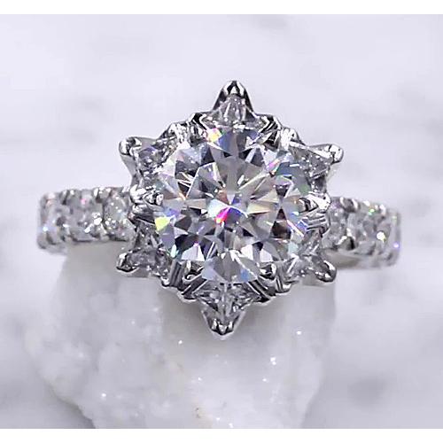 Diamond Jewelry Starburst 3 Carats Women 14K White Gold Jewelry Engagement Ring