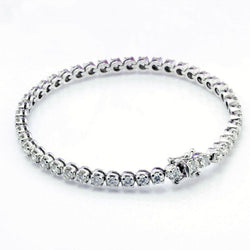 Real  Diamond Ladies Tennis Bracelet 7.40 Carat Round Cut White Gold 14K
