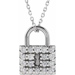 Natural Earth Mined Diamond Lock Pendant 0.90 Carats F Vs1 Jewelry