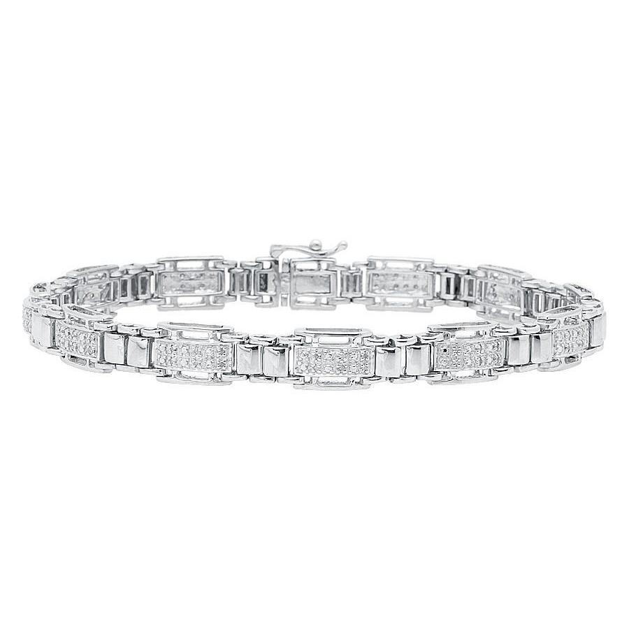 Diamond Men Bracelet Solid White Gold Fine Jewelry 4.20 Carats Mens Bracelet