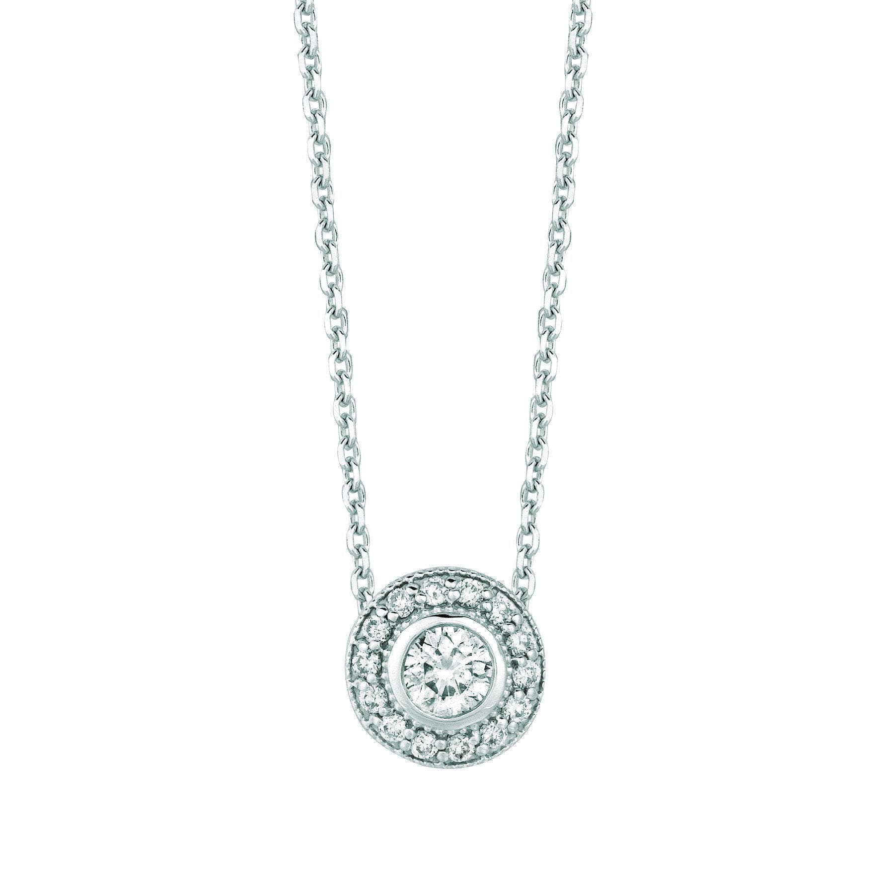 Diamond Necklace Pendant 0.4 Carats 14K White Pendant