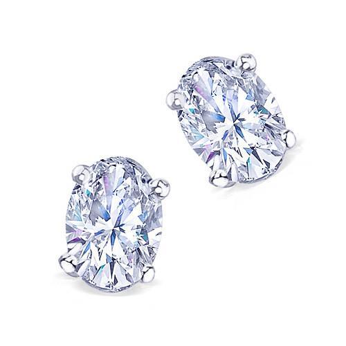 New Style Diamond Oval Cut Diamond White Gold New Stud Earrings