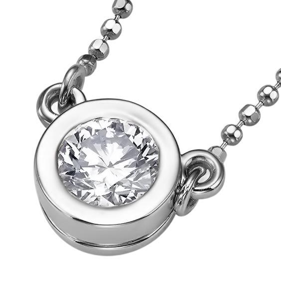 Diamond Pendant Necklace 1.50 Carats Bezel Setting White Gold 14K G Vs2 Pendant