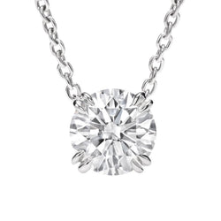 Diamond Pendant Necklace Double Claw Prong Setting 2 Carat WG 14K