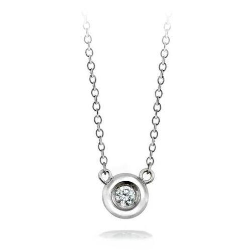 Diamond Pendant Necklace Bezel Set 0.75 Ct Brilliant Cut White Gold 14K Pendant