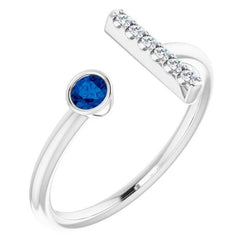 Diamond Gemstone Ring 0.48 Carats Ceylon Blue Sapphire