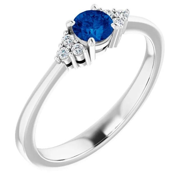 Diamond Ring 1 Carat Prong Setting Blue Sapphire Women Jewelry Gemstone Ring