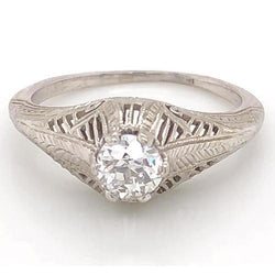 Real  Diamond Ring 1 Carat Vintage Style  Filigree Milgrain Men New