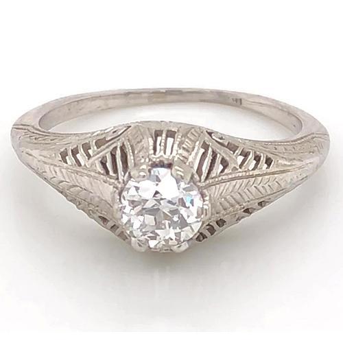 Diamond Ring 1 Carat Vintage Style  Filigree Milgrain White Gold Men New Engagement Ring