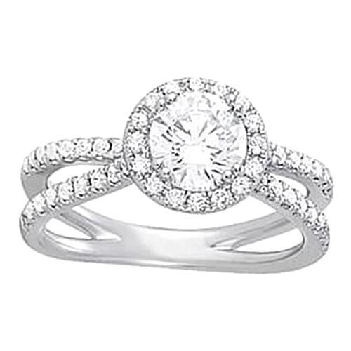  Lady’s White Gold Round Anniversary Solitaire Ring with Accents Diamond
