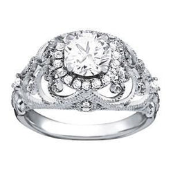 Antique Style Diamond Engagement Ring 1.19 Carats White Gold 14K