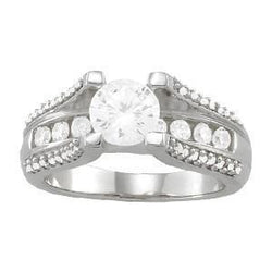 Diamond Solitaire Ring With Accents 1.54 Carat White Gold 14K
