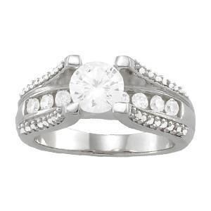 Wedding Solitaire Ring with Accents White Gold Diamond