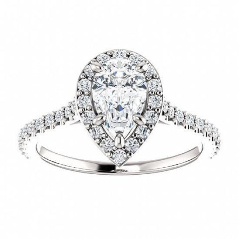Diamond Ring Gold 1.5 Ct.  Solitaire With Accents Halo Pear & Round Halo Ring