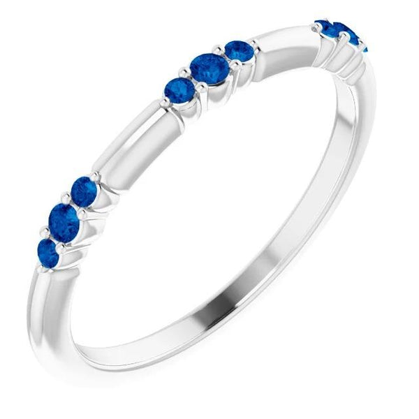 Diamond Round Blue Sapphire Promise Ring White Gold 14K Gemstone Ring