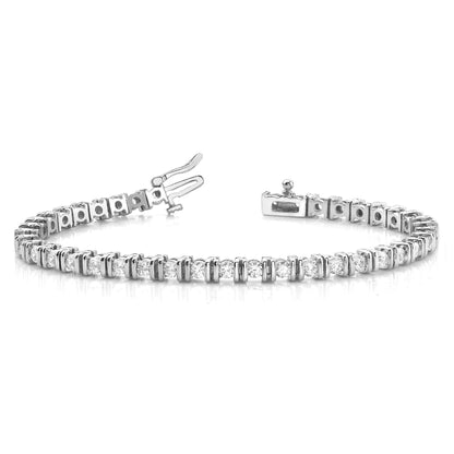 Diamond Round Cut Tennis Bracelet 4.50 Carats White Gold 14K Tennis Bracelet