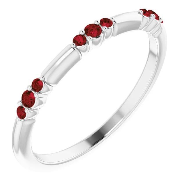 Diamond Round Ruby Promise Ring White Gold 14K Gemstone Ring