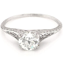 Diamond Solitaire Engagement Ring 1 Carat Filigree White Gold 14K
