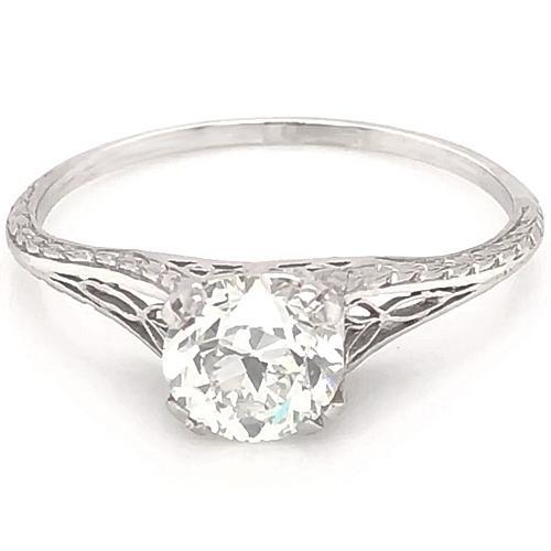 Engagement Ring 1 Carat Filigree White Gold 14K