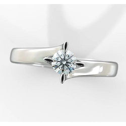 Women Diamond Solitaire Ring 1 Carat Twisted Shank White Gold 14K