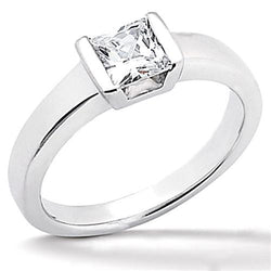 Diamond Solitaire Ring Princess Cut 1.51 Carats White Gold 14K