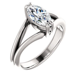 Natural Earth Mined Diamond Solitaire Ring 1.50 Carats Double Claw Prong Set Split Shank