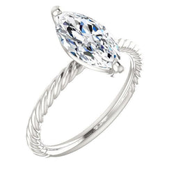 Diamond Solitaire Ring 2 Carats Twisted Rope Style Women Jewelry