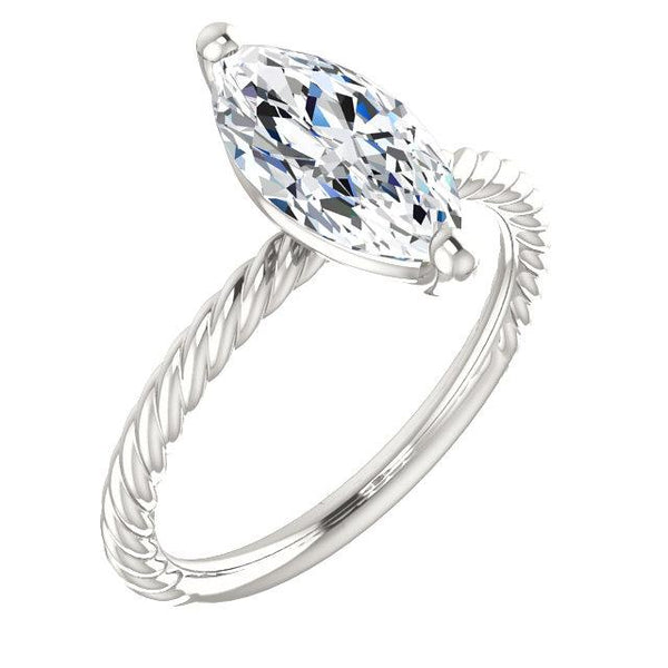 Twisted Rope Style Women Jewelry  Anniversary Solitaire Diamond Ring 