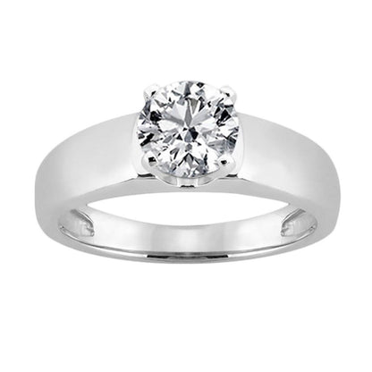 Woman's White Gold Weeding Anniversary Solitaire Diamond Ring 