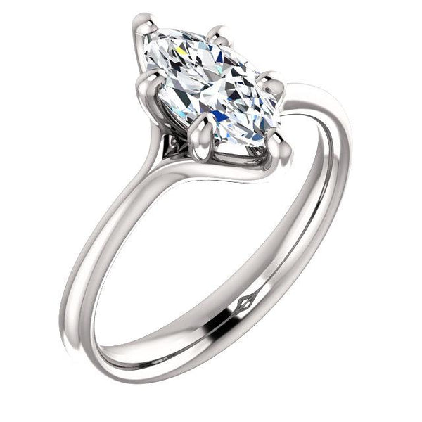 New Design Sparkling  Six Claw Prong Setting White Gold Solitaire Ring