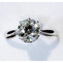 Diamond Solitaire Ring 2.50 Carats Old Mine Classic Women Jewelry