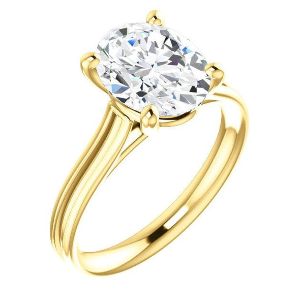 Diamond Solitaire Ring 5 Carats Women Yellow Gold 