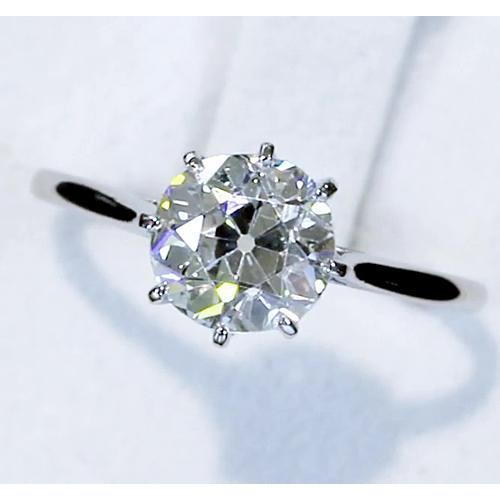 Solitaire Ring Old Mine Cut 2 Carats 