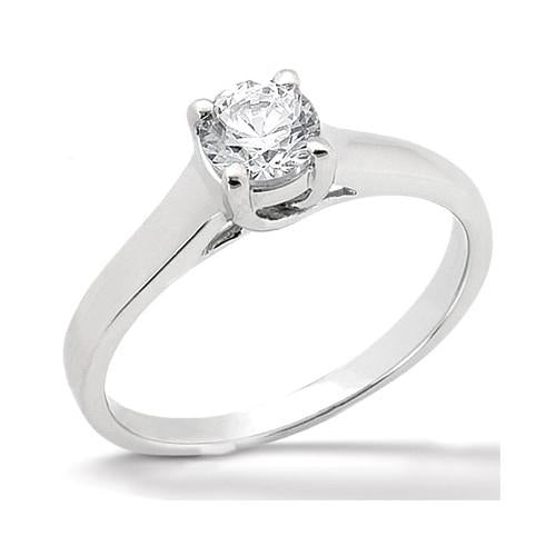 Woman's White Gold Weeding Anniversary Solitaire Diamond Ring 