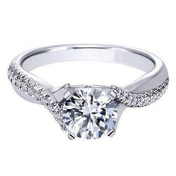 Diamond Solitaire Ring With Accents Solid White Gold 14K 1.05 Carats