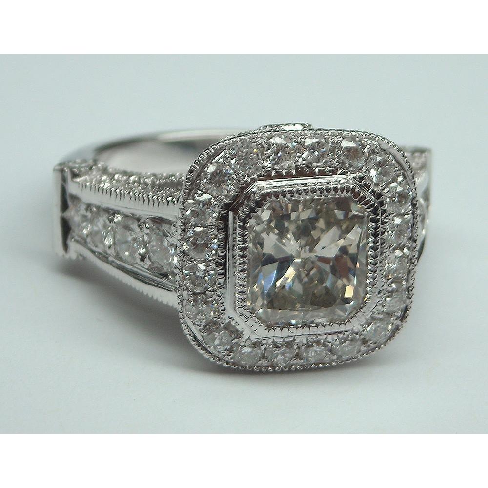 Diamond Women Engagement Halo Ring White Gold 14K Accents 5.50 Carats