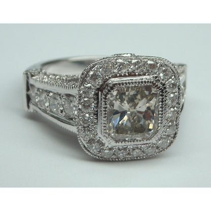 Diamond Women Engagement Halo Ring White Gold 14K Accents 5.50 Carats