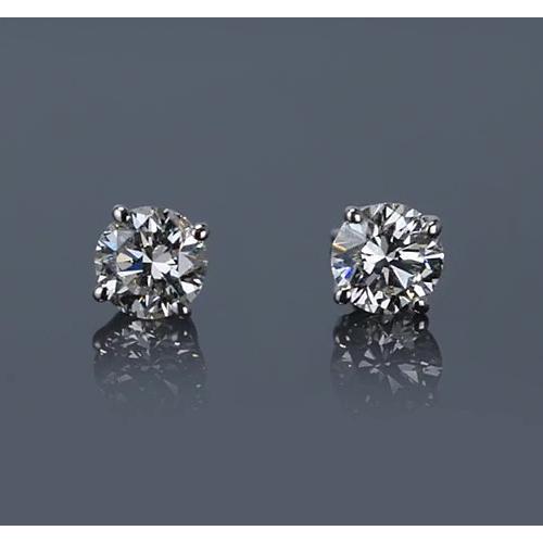  Brilliant Sparkling Stud Earrings White Gold Diamond 