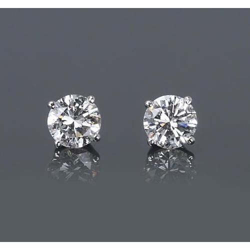 Lady’s White Gold Round Anniversary  Stud Earrings