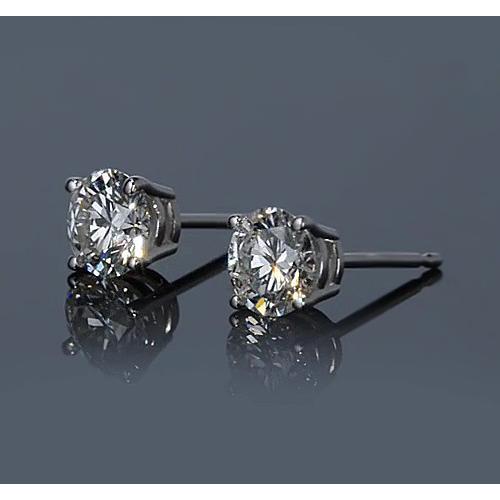 Diamond Stud Earring 1.50 Carats Prong Round White Gold 14K F Vs1 Stud Earrings