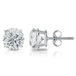 Diamond Stud Earring 5 Carats 4 Prong Set Round Solitaire Gold Jewelry