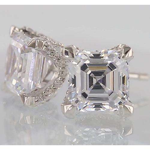 New Diamond Stud Earrings Asscher & Round Cut Stud Earrings