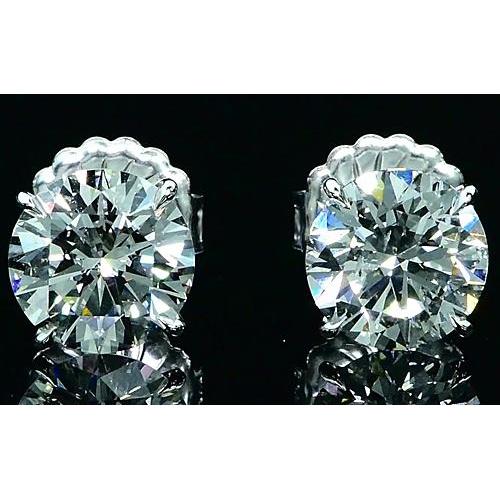 Fancy Princess Cut Style White Gold Diamond Stud Earrings