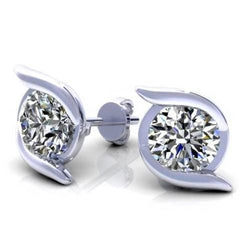 Diamond Stud Earrings 1.90 Carats White Gold Jewelry