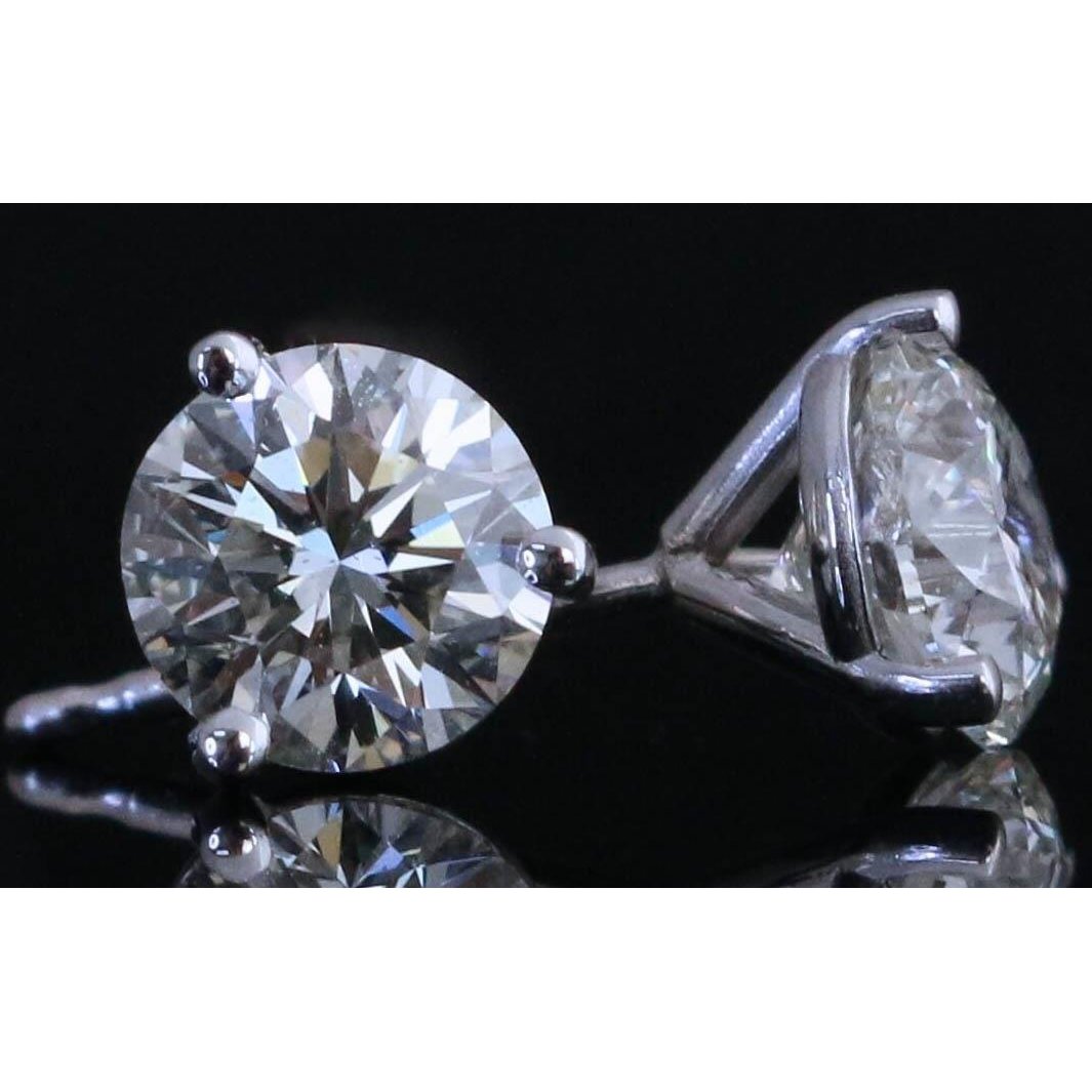 Fancy Style Diamond Stud Earrings Solid White Gold