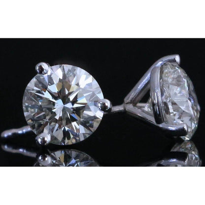 Fancy Style Diamond Stud Earrings Solid White Gold