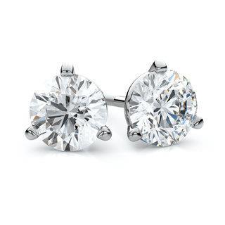 Wedding Stud Earrings White Gold Diamond  