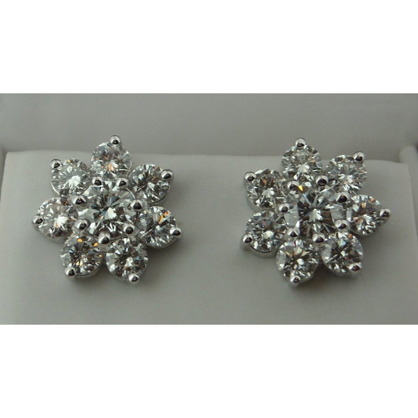 Diamond Stud Earrings  5 Carats Brand White Gold Women G Vs1 Round Stud Earrings