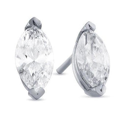 Diamond Stud Earrings 6 Carats Big Gorgeous Marquise Cut White Gold